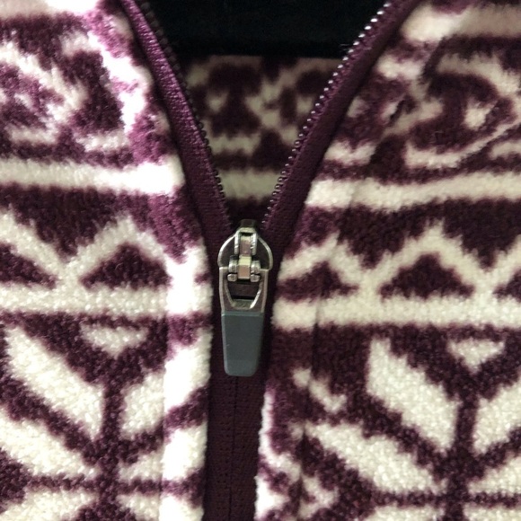 Land's End purple & white 1/4 zip fleece pull over sweater in size M - Picture 5 of 8
